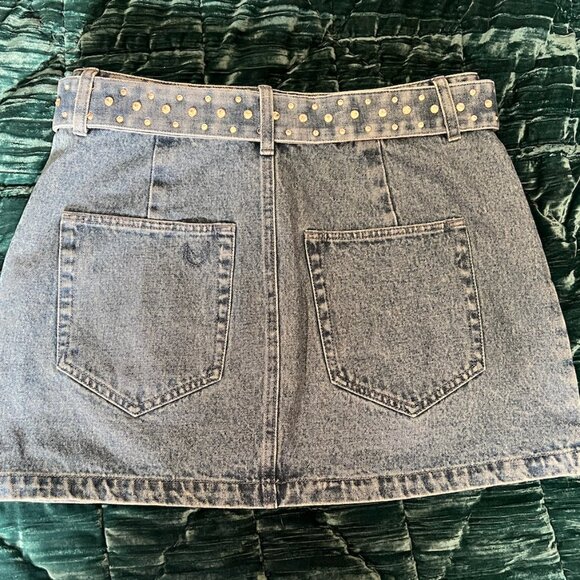 Show Me Your MuMu - Shania Skirt ~ Indigo Rhinestone Denim M - Picture 3 of 4